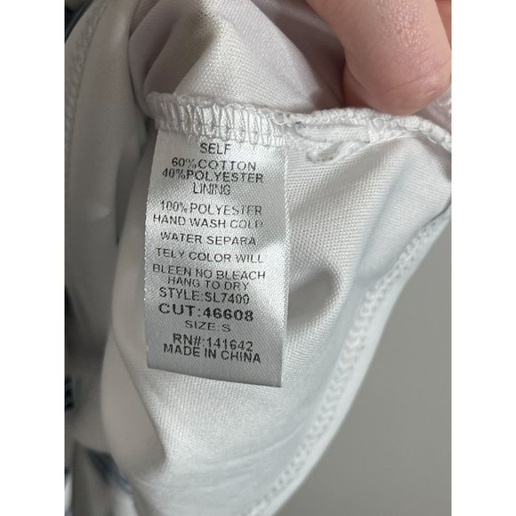 She + Sky Black White Striped Smocked Sleeveless Empire Maxi Dress Size S - Picture 6 of 7